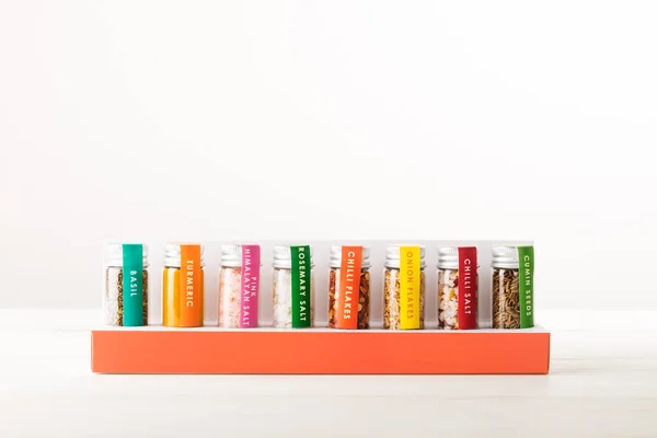 Spices Set in Mini Bottles — Stock Photo, Image