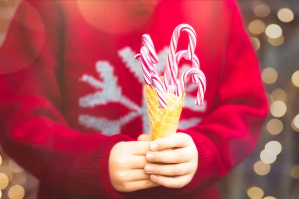 Candy Canes in an Ice Cream Waffle Cone