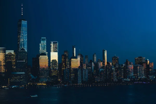 New York City skyline and Downtown Manhattan from Jersey City during night