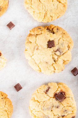 Çikolata parçacıklı vanilyalı bisküvi.