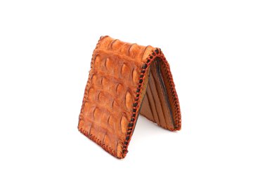 Kahverengi cüzdan timsah derisi üzerinde izole