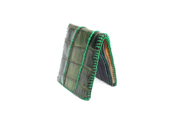 Grüne Brieftasche aus Lederhaut — Stockfoto