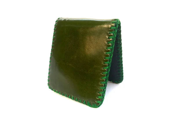 Grüne Brieftasche aus Lederhaut — Stockfoto