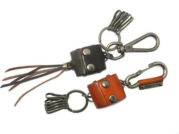 Key chain leather on isolated — Stock Photo, Image