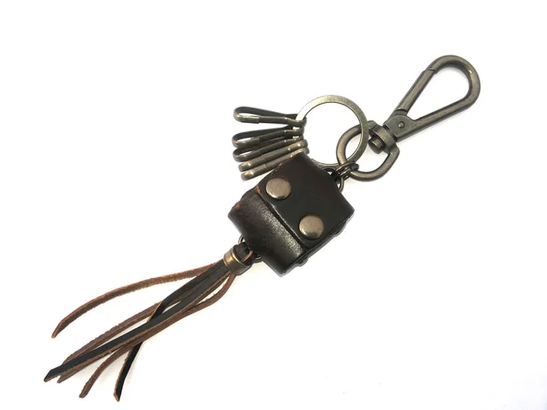 Key chain leather on isolated — Stock Photo, Image