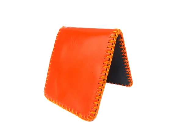 Cartera naranja piel de cuero en aislado — Foto de Stock