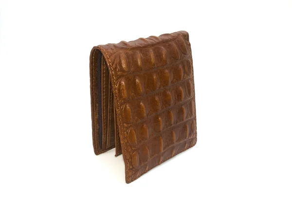 Brown Wallet crocodile skin on isolated Stock Image