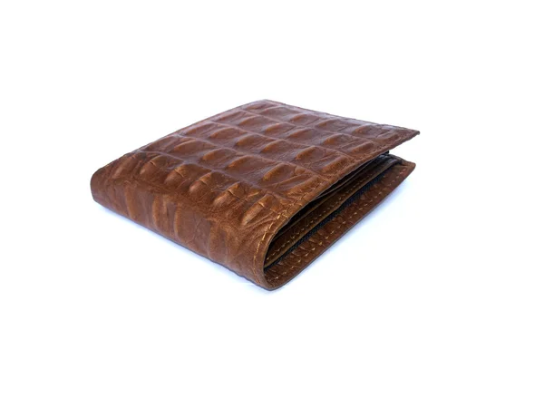 Brown Wallet crocodile skin on isolated Royalty Free Stock Images