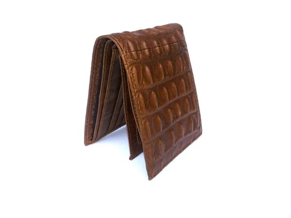 Brown Wallet crocodile skin on isolated Royalty Free Stock Photos