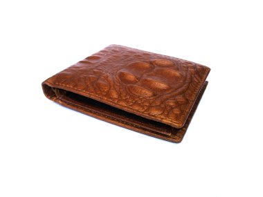 Kahverengi cüzdan timsah derisi üzerinde izole