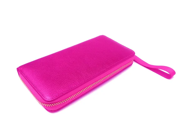 Розовый кошелек на изолированных — стоковое фото