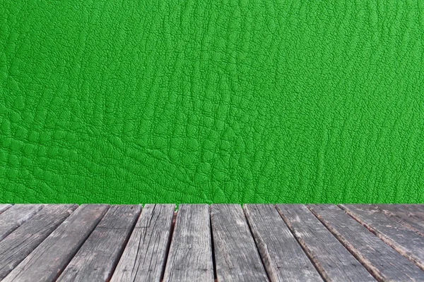Houten Tafel Groen Leder Texture — Stockfoto