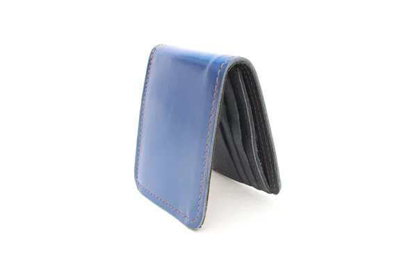 Blå Plånbok Läder Isolerade — Stockfoto