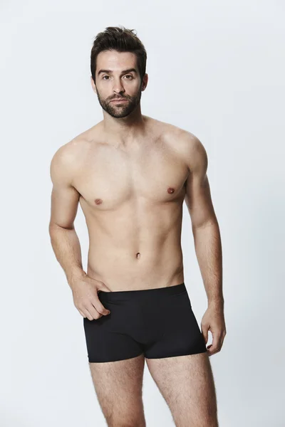 Handsome man in black underwear — Stock Photo, Image