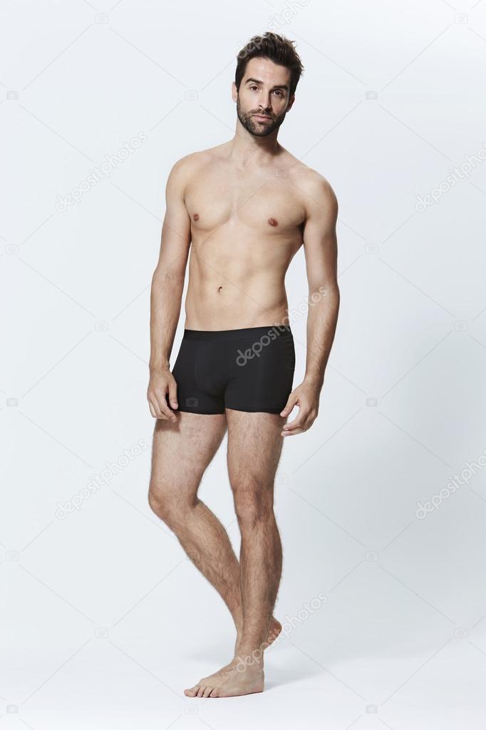 Handsome man in black underwear 