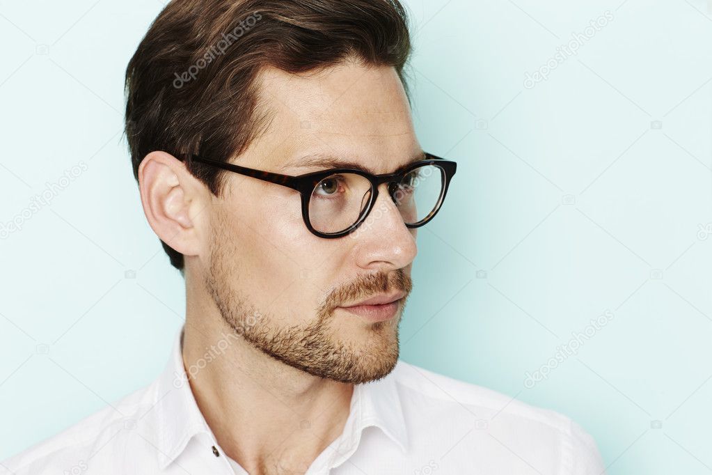 handsome man in glasses