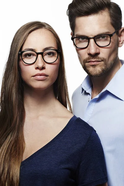 Serious couple wearing spectacles — Stock Photo, Image