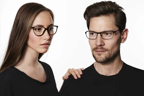 Cool couple wearing glasses — Stock Photo, Image