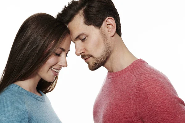 Beautiful couple in sweaters — Stock Photo, Image