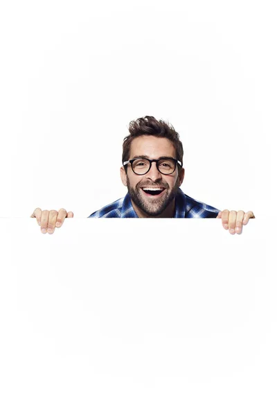 Excited guy in eyeglasses — Stock Photo, Image