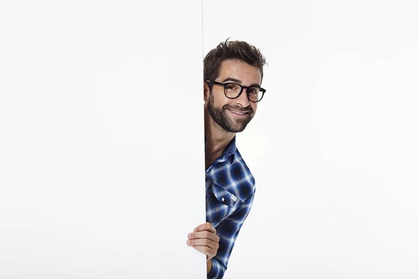 Smiling guy in glasses — Stock Photo, Image