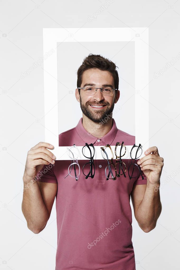 Smiling man in glasses