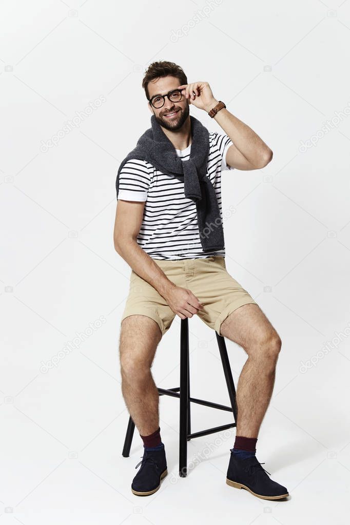 Smiling man in shorts