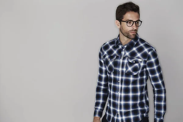 Man in glasses and checkered shirt — Stock Photo, Image