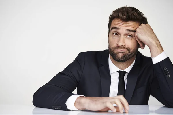 Bored businessman in suit — Stock Photo, Image