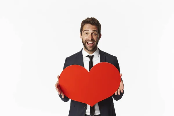 Man holding red heart — Stock Photo, Image