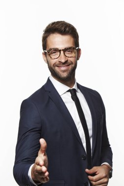 Adam el için el sıkışma germe