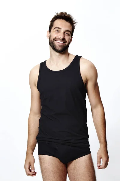 Happy man in black underpants — Stock Photo, Image