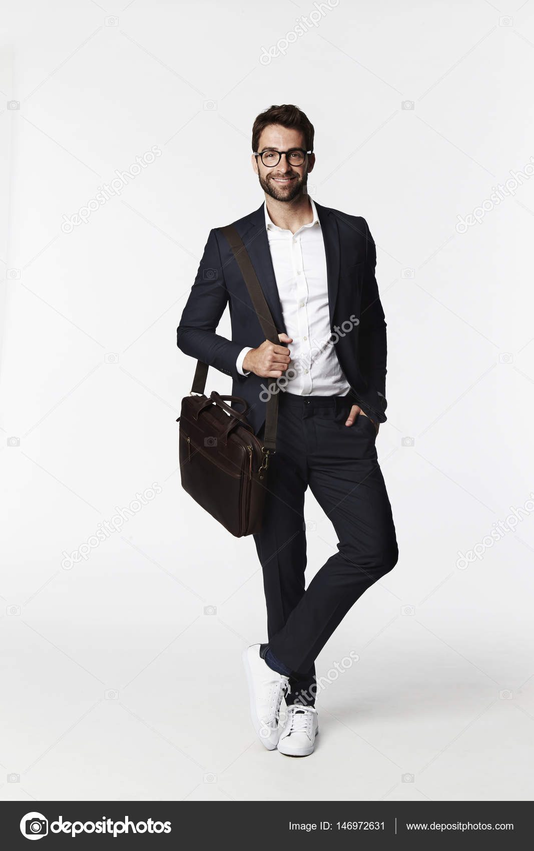 carrying a briefcase