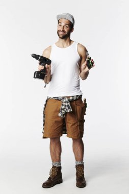 Yakışıklı işçi araçları ile