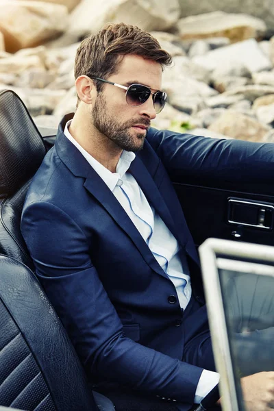 Stylish man in sports car — Stock Photo, Image