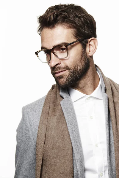Férfi sál és a szemüveg viselése — Stock Fotó