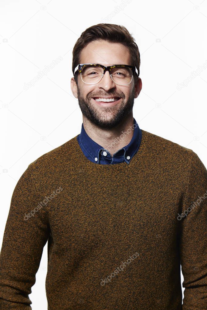 Smiling man in glasses