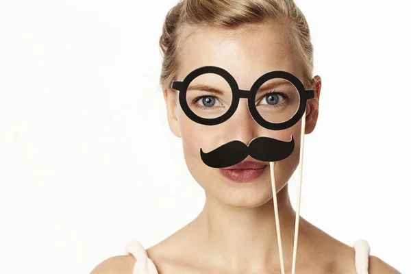 Mujer con bigote y gafas —  Fotos de Stock