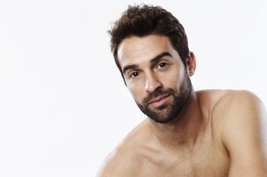 Handsome bearded shirtless man  clipart