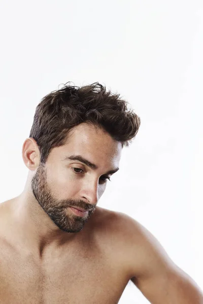 Thoughtful handsome shirtless man — Stock Photo, Image