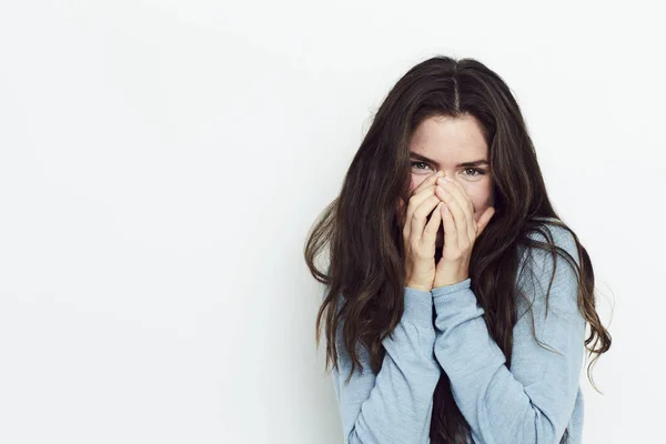 Giggling brunette girl — Stock Photo, Image