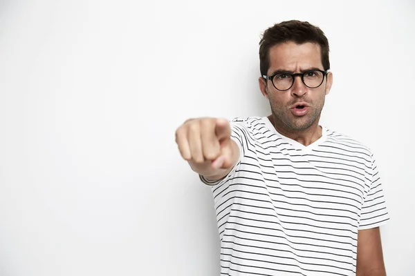 Man doing pointing gesture — Stock Photo, Image