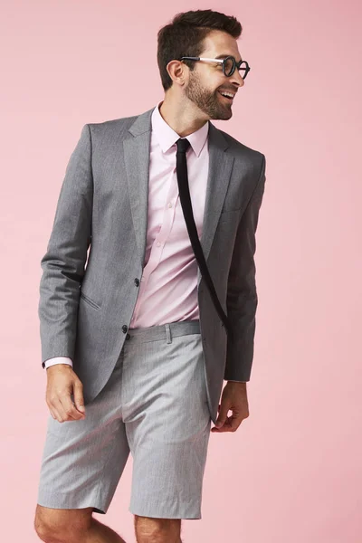 Shorts and suit guy — Stock Photo, Image