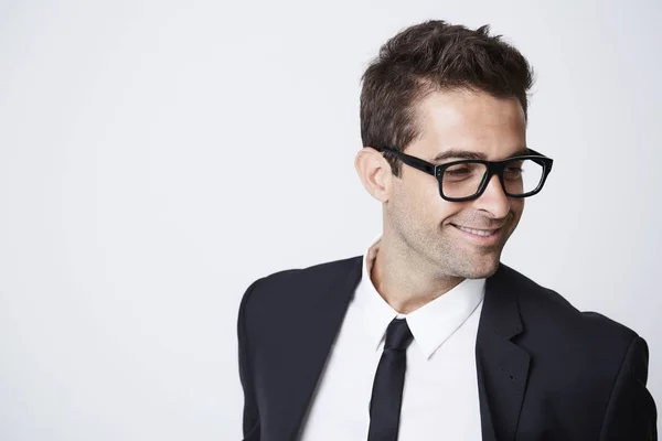 Empresário feliz em óculos — Fotografia de Stock