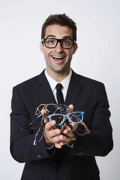 Επιχειρηματίας με δέσμη των γυαλιών — Φωτογραφία Αρχείου