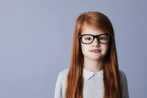 Redheaded Girl Glasses Looking Camera Portrait — Stock Photo, Image
