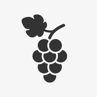 Üzüm ikonu. Yapraklı üzüm. Şarap logosu. Fruit Pictogram. Vektör çizimi izole edildi.