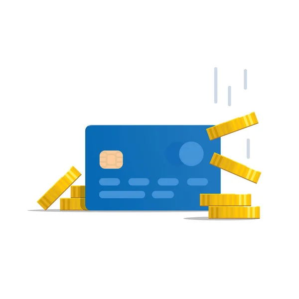 Blaue Kreditkarte Und Die Fallenden Münzen Geld Zurück Nur Finanz — kostenloses Stockfoto