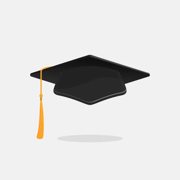 Tapa Graduación Sombrero Académico Con Borla Ilustración Estilo Plano Vector — Vector de stock