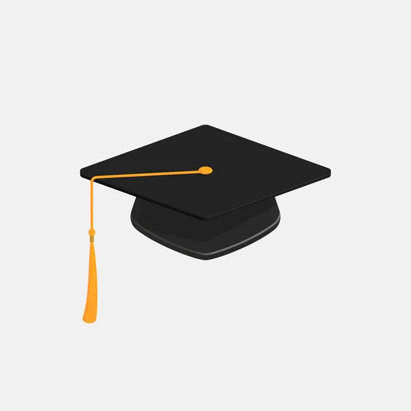Καπέλο Αποφοίτησης Ακαδημαϊκό Καπέλο Φούντα Εικονογράφηση Επίπεδο Στυλ Διάνυσμα Απομονωμένο — Διανυσματικό Αρχείο